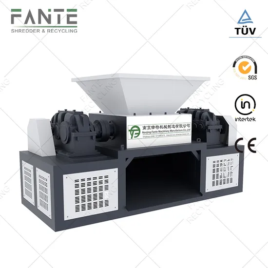 Industrial Waste Car Body Tire Recycling Two Shaft Shredder Machine for Recycling Scrap Metal, Plastic, Wood Pellet 